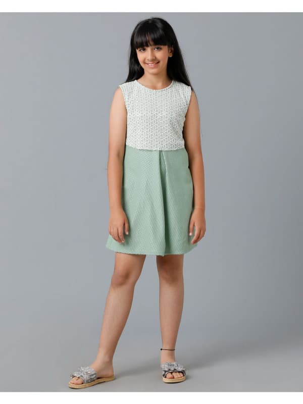 Embosed Cordrouy With Lace Top Dress